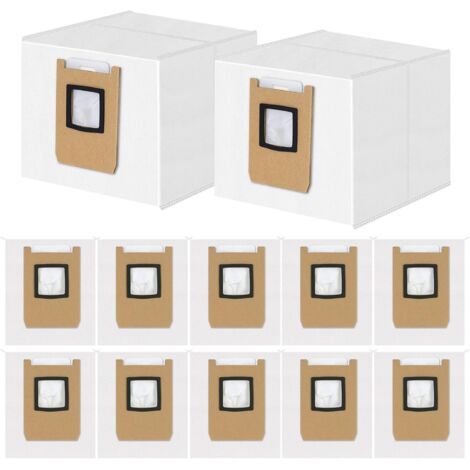 Ensemble de 12 sacs à poussière - compatible avec les aspirateurs robots Eufy Omni E28 OMNI/ E25 OMNI/ E20 OMNI - sacs de rechange jetables 4 plis - grande capacité de 3 litres (1/5)