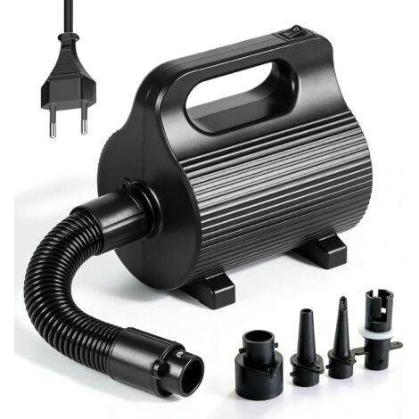 Pompe à air électrique pour Matelas pneumatiques 400W-600W, avec 4 Embouts, gonfleur Rapide 1100 L/Min pour piscines, Bateaux pneumatiques, Lits gonflables et Ballons de Gym (Noir)