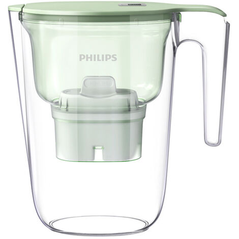 Carafe filtrante + 6 cartouches filtrantes de rechange, filtration avancée, débit rapide, minuterie électronique, filtre le chlore, le calcium, les métaux lourds et les microplastiques, capacité de 2, (1/5)