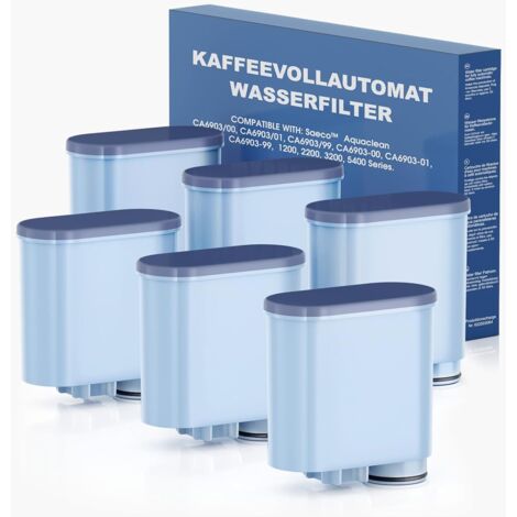 Pack de 6 filtres à eau pour cafetière compatible avec Philips AquaClean, filtre pour machine à expresso 3200, adapté aux cafetières automatiques, filtre anti-calcaire dédié (CA6903) (1/5)