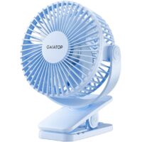 Portable Clip on Fan Battery Operated, Small Powerful 3 Speed Quiet 360° Rotate, USB Rechargeable Mini Personal Cooling Fan for Desk Table Home Office Stroller Camping Women Gifts Light Blue