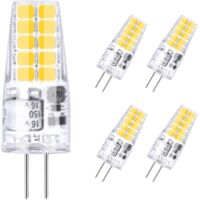 G4 LED Ampoule,5-Pack 20W Ampoules Halogènes Équivalentes,Ampoule LED G4 2W Économie Pour Les Ampoules de Hotte,AC/DC 12V 180LM 3000K (5pcs blanc chaud 2w)