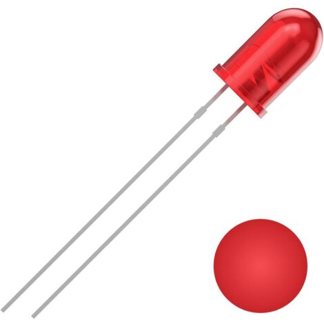 QUADRIOS LED, 5 mm, Lumière : Rouge, Boîtier : Diffus-rouge, 700 mcd, 625 nm, 2,54 mm (1/2)