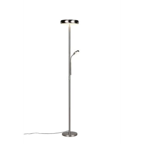 Lampadaire LED, lampe de bureau, nickel mat, dimmable, télécommande, H 183 cm