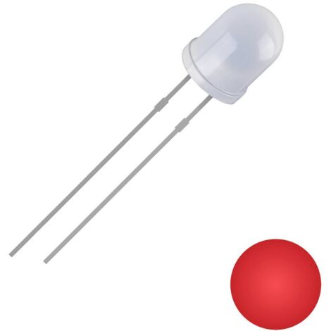 QUADRIOS LED, 3 mm, lumière rouge, boîtier diffus, 700 mcd, 625 nm, 2,54 mm (1/2)