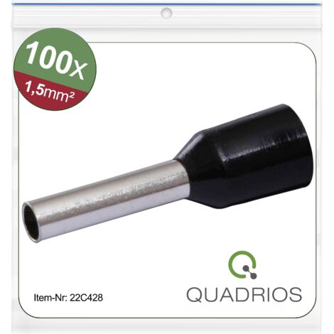 QUADRIOS Embout de câble, 22C428, 1,5 mm², Noir, Partiellement isolé, 100 pcs. (1/4)