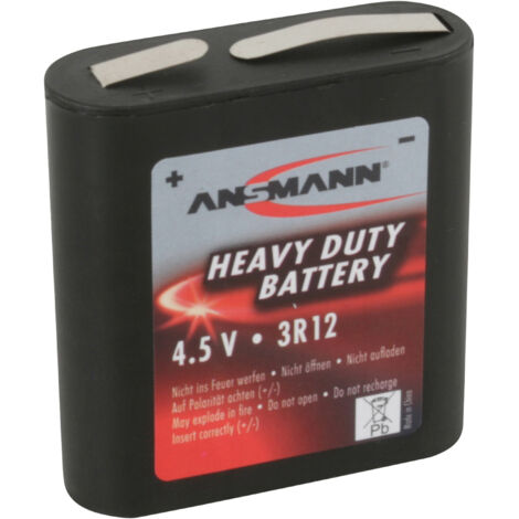 Batterie plate ANSMANN 3R12, zinc-carbone, 4,5 V, 2000mAh, 10 pièces