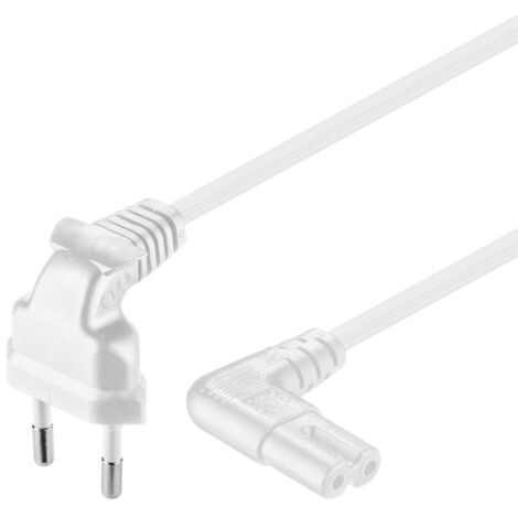 Câble secteur Euro goobay avec coupleur à double rainure, blanc, 0,75m, 90°