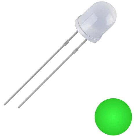QUADRIOS LED, 3 mm, lumière verte, boîtier diffus, 2500 mcd, 520 nm, 2,54 mm (1/2)