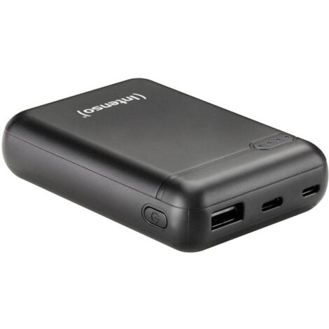 Powerbank 10000 mAh LiPo – Sortie USB-C et USB – Charge rapide 3100 mA – Affichage LED de capacité – Compacte et légère – Intenso