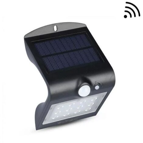 V-TAC VT-767-2 1.5W LED solaire wall light externe IP65 + capteur PIR couleur noir - SKU 8277