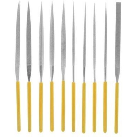 Limes à aiguille diamant 10 pièces M53 – Longueur 140 mm – Pour acier, verre et céramique – Sacoche de rangement incluse – Donau Elektronik