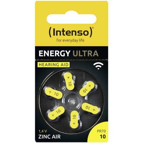 Pile auditive INTENSO Energy Ultra A 10, 6 pièces, jaune.