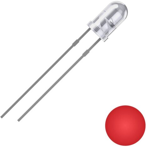 LED QUADRIOS, 3 mm, couleur lumineuse : rouge, boîtier : transparent, 2500 mcd, 625 nm, 2,54 mm (1/2)