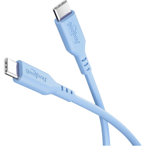 USB 2.0 Silikonkabel bleu, USB-C Stecker  USB-C Stecker Verwendung: Weiches, robustes Ladekabel pour USB-C Appareils (1/4)