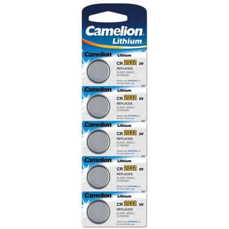 Pile bouton CAMELION, CR2032, lithium, 3 V, 220 mAh, 5 pièces