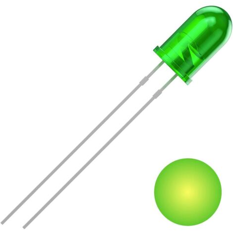 QUADRIOS LED, 5 mm, jaune-vert, boîtier vert diffus, 700 mcd, 569 nm, 2,54 mm (1/2)