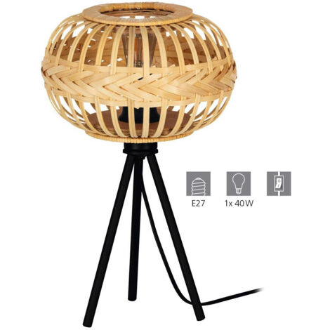 Lampe de table Amsfield 1 en acier noir E27 1x40w H: 41cm Ø26cm avec interrupteur de câble (1/4)