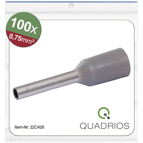 QUADRIOS Embout de câble, 22C426, 0,75 mm², Gris, Partiellement isolé, 100 pcs. (1/4)