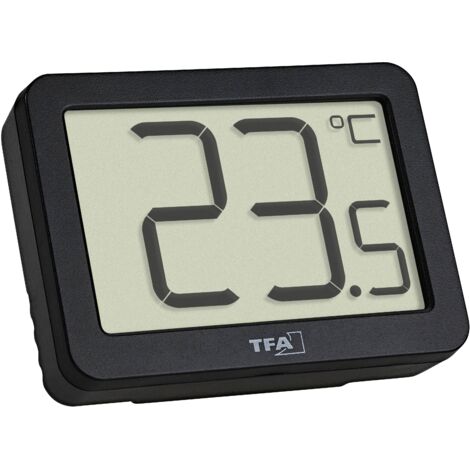 Thermomètre numérique intérieur – Mesure de -10 à +60 °C – Affichage numérique – Aimant de fixation et support rabattable – TFA (1/4)