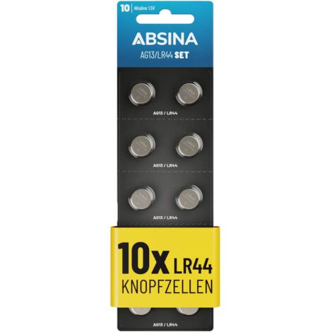 Jeu de piles boutons ABSINA AG13 / LR44, 10 pièces (1/4)