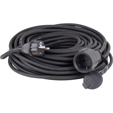 Gummi-Verlängerungsleitung 230V 15m schwarz H07RN-F 3G1,5 IP44