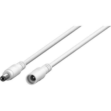 goobay Cable Câble d'extension DC 3m - 5.5x2.5mm, Connecteur et fiche, blanc, pour 5-24V et jusqu'à 5A, Ideal pour LED, routeurs, caméras, 76679 (1/5)