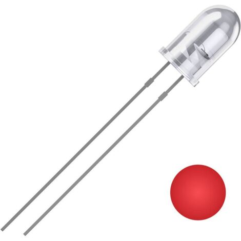 QUADRIOS LED 5 mm, rouge, boîtier transparent, 2500 mcd, 625 nm, 2,54 mm (1/2)