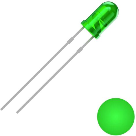 QUADRIOS LED, 3 mm, Lumière : vert, Boîtier : vert diffus, 2500 mcd, 520 nm, 2,54 mm (1/2)