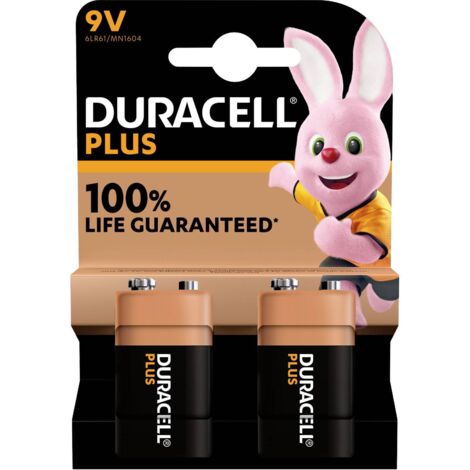 Duracell – Pile alcaline 9V 6LR61 – Lot de 2 – Durée de vie jusqu'à 100 % plus longue – Idéale pour appareils photo numériques et jouets
