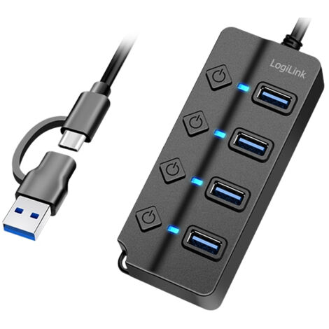 Hub usb 4 ports avec boutons marchearret separes usb cusb a en usb 32 gen1 (1/5)