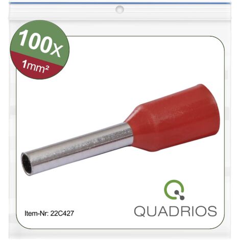 Embout de câble QUADRIOS, 22C427, 1 mm², Rouge, Partiellement isolé, 100 pièces (1/4)