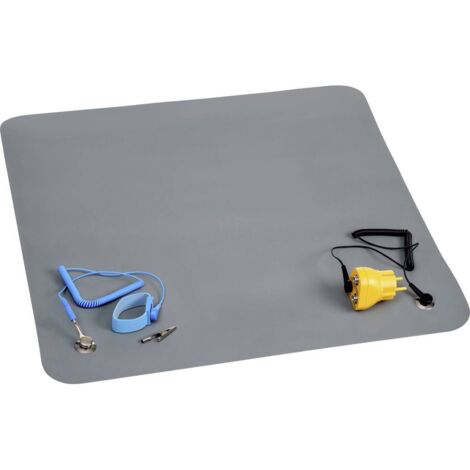 QUADRIOS, 2001EC001, Set complet, poste de travail ESD, Gris, Bouton 10 mm, Basic-SET (1/6)