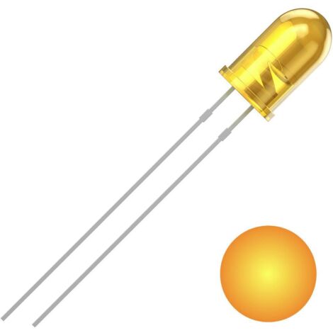 LED QUADRIOS, 5 mm, lumière jaune, boîtier jaune diffus, 700 mcd, 590 nm, 2,54 mm (1/2)