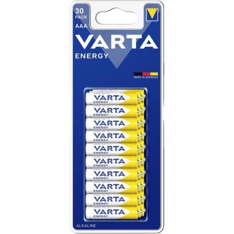 Pile VARTA alcaline, Micro, AAA, LR03, 1,5V, Energy, 30 pièces (1/10)
