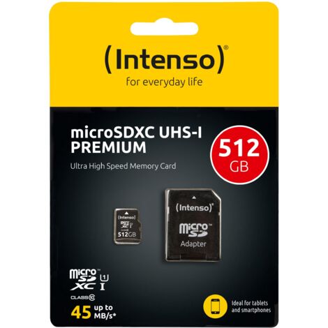 Carte INTENSO MicroSDXC 3423493, UHS-I, 512 Go (1/4)