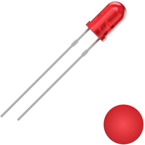 QUADRIOS LED, 3 mm, Lumière : Rouge, Boîtier : Rouge diffus, 700 mcd, 625 nm, 2,54 mm (1/2)