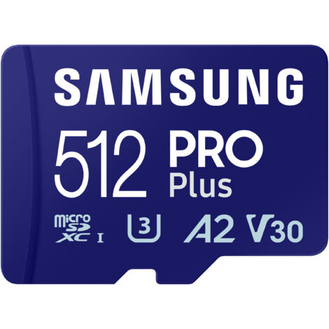 Carte microSD Samsung PRO Plus avec adaptateur 512 Go MicroSDXC Mémoire flash U3, V30, classe A2 (1/5)