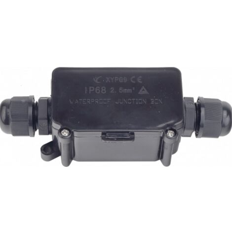 Optonica – Boîte de dérivation étanche IP68 – 2 sorties – Polypropylène noir 120x45x30mm – Pour installations électriques en extérieur