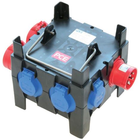 Répartiteur électrique 2x CEE 16A – 4x prises de courant – IP44 – Boîtier polyamide résistant aux chocs – Pour chantiers humides – PCE