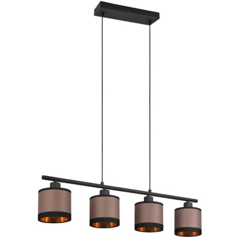 Suspension REALITY Davos R31554041 noir, abat-jours taupe, pour 4 x E14 (1/3)
