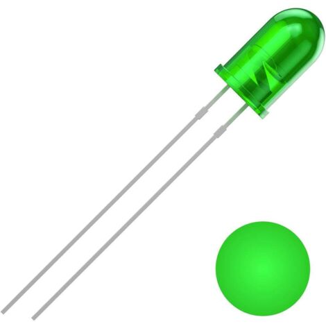 LED QUADRIOS, 5 mm, vert, boîtier vert diffus, 2500 mcd, 520 nm, 2,54 mm (1/2)