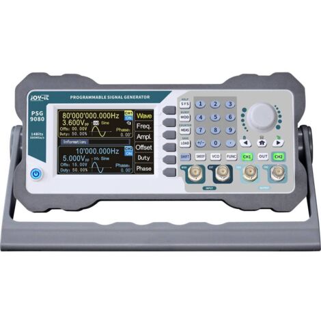 Générateur de signaux Joy-it 1 nHz - 80 MHz 2 canaux Triangulaire, Courbe de Lorenz, Impulsion, Rampe, Bruit, Rectangulaire, Signal, Sinusoïdale, T Y259682 (1/3)