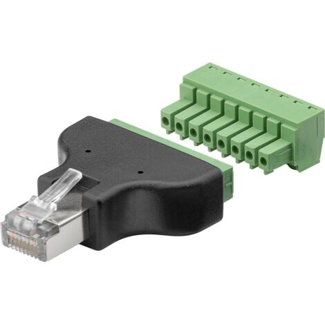 Bornier à 8 broches Prise RJ45 (8P8C), fixation amovible par vis, en 2 parties. (1/2)