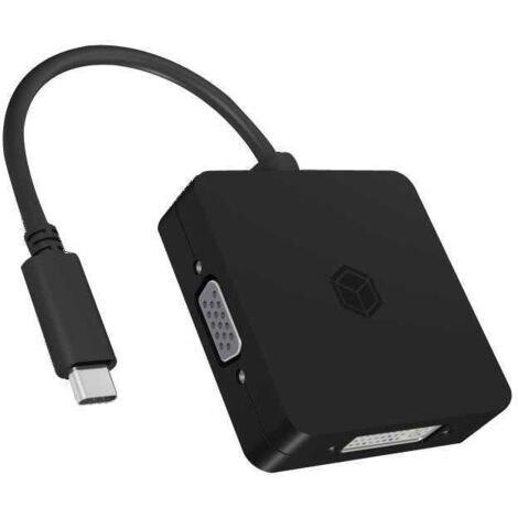 IB-DK1104-C ICY BOX IB-DK1104-C - Adaptateur vidéo 4-en-1 USB 3.1 Type C Mâle vers DisplayPort + DVI + VGA + HDMI (1/4)