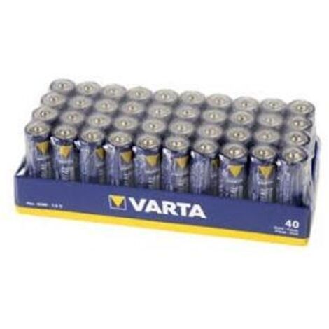 Varta – Lot de 40 piles alcalines AA LR6 1,5V – Technologie alcaline – Capacité 2,6Ah – Autonomie prolongée jusqu'à 10 ans - 4006211354