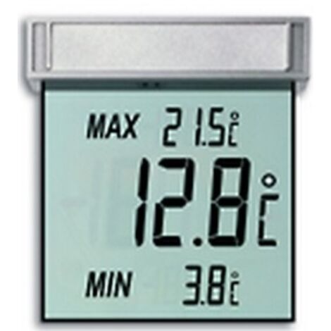 Thermomètre numérique de fenêtre – Plage de mesure -25 à +70 °C – Précision ±1 °C – Grand écran facile à lire – Fixation autocollante – Tfa Dostmann - X18729