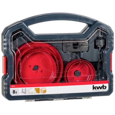 Jeu de scies-cloches 8 pièces 67-127 mm 109178 – Pour bois tendre et contreplaqué – Éjection rapide des copeaux – Mallette de transport – KWB - MM 8 PC