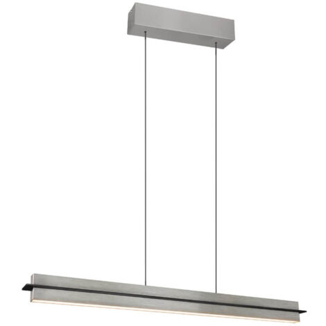 Suspension LED, plafonnier, nickel mat, tactile, dimmable, H 150 cm (1/3)