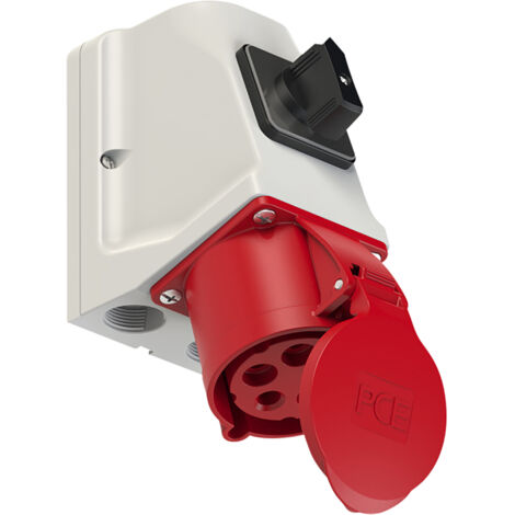 Prise murale CEE PCE avec interrupteur, 5 pôles, 32 A, 400 V, IP44 (1/3)